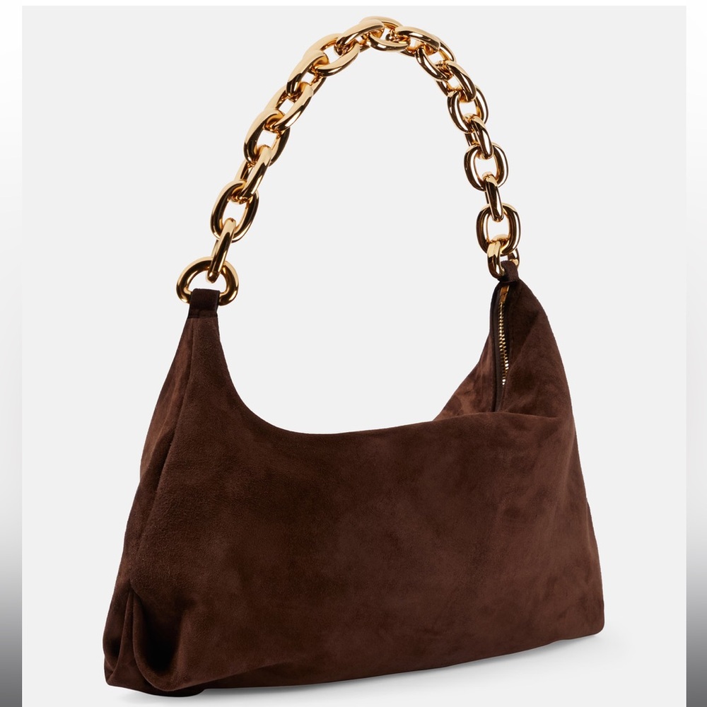 KHAITE Chocolate Suede Bag with Gold Chain - Picture 4 of 9
